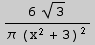 (6 3^(1/2))/(π (x^2 + 3)^2)