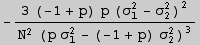 -(3 (-1 + p) p (σ_1^2 - σ_2^2)^2)/(N^2 (p σ_1^2 - (-1 + p) σ_2^2)^3)