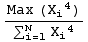 (Max (X_i^4))/(Underoverscript[∑, i = 1, arg3] X_i^4)